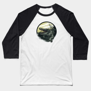 Dark Alligator Swamp Grunge Baseball T-Shirt